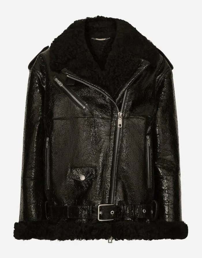 Dolce and Gabbana Coats And Jackets Women Shearling Jacket Black