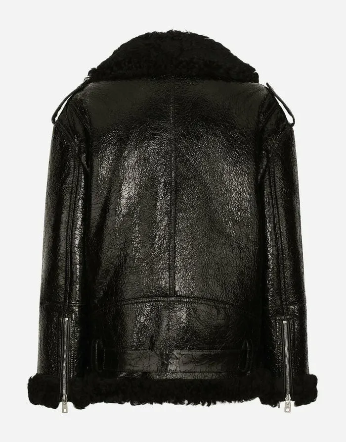 Dolce and Gabbana Coats And Jackets Women Shearling Jacket Black Dolce and Gabbana Coats And Jackets Women Shearling Jacket Black