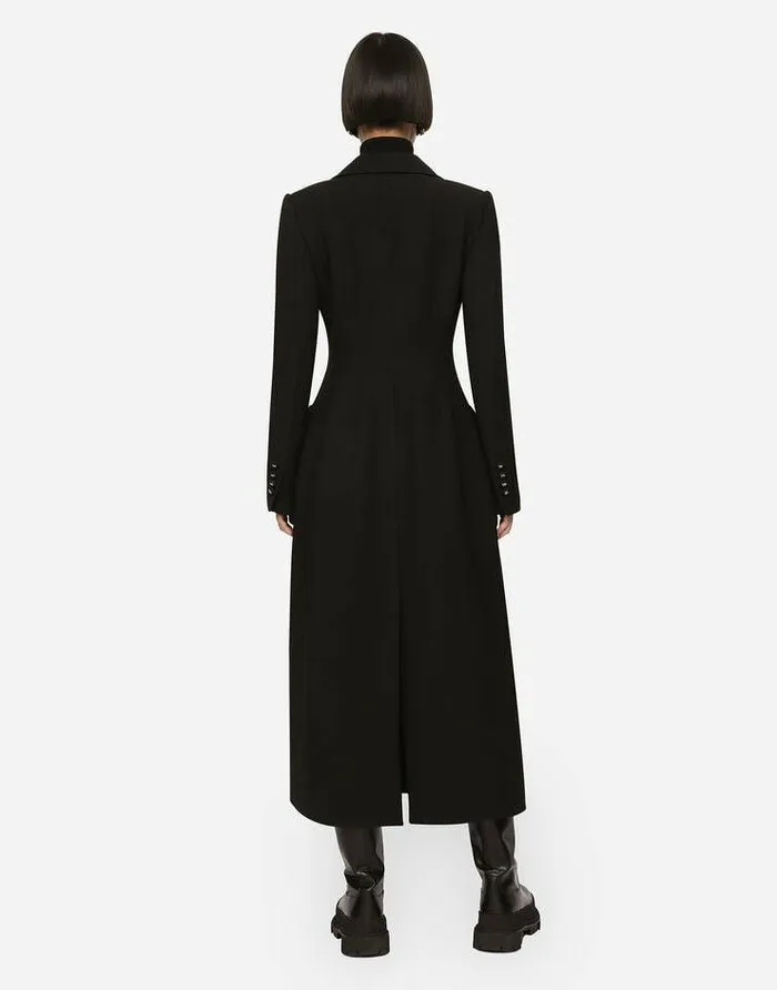 Dolce and Gabbana Coats And Jackets Women Singlebreasted Double Crepe Coat Black Dolce and Gabbana Coats And Jackets Women Singlebreasted Double Crepe Coat Black