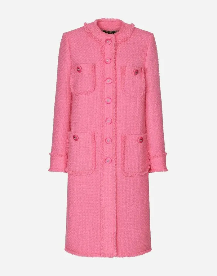 Dolce and Gabbana Coats And Jackets Women Singlebreasted Tweed Coat Pink