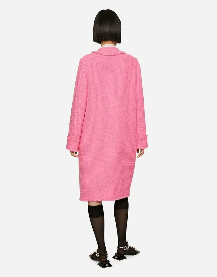 Dolce and Gabbana Coats And Jackets Women Singlebreasted Tweed Coat Pink Dolce and Gabbana Coats And Jackets Women Singlebreasted Tweed Coat Pink