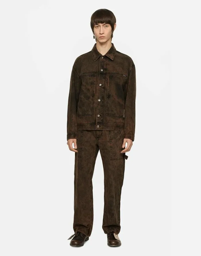 Dolce and Gabbana Denim Men Overdyed Denim Jacket Multicolor Dolce and Gabbana Denim Men Overdyed Denim Jacket Multicolor