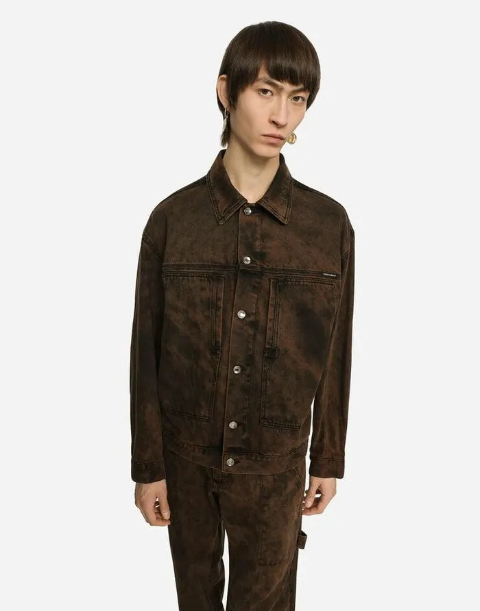 Dolce and Gabbana Denim Men Overdyed Denim Jacket Multicolor Dolce and Gabbana Denim Men Overdyed Denim Jacket Multicolor