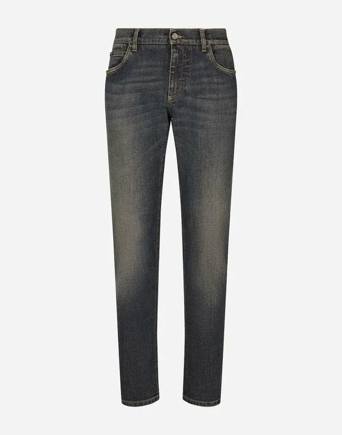 Dolce and Gabbana Denim Men Regularfit Blue Wash Stretch Jeans Multicolor