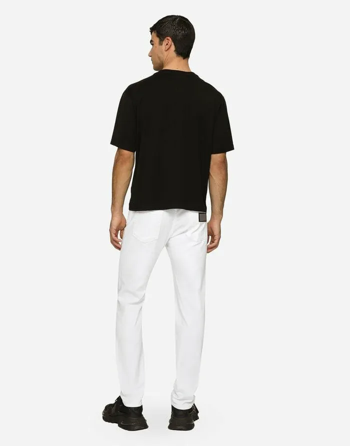 Dolce and Gabbana Denim Men White Slimfit Stretch Jeans Multicolor Dolce and Gabbana Denim Men White Slimfit Stretch Jeans Multicolor