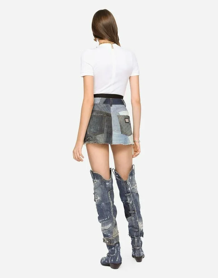 Dolce and Gabbana Denim Women Patchwork Denim Miniskirt Multicolor Dolce and Gabbana Denim Women Patchwork Denim Miniskirt Multicolor