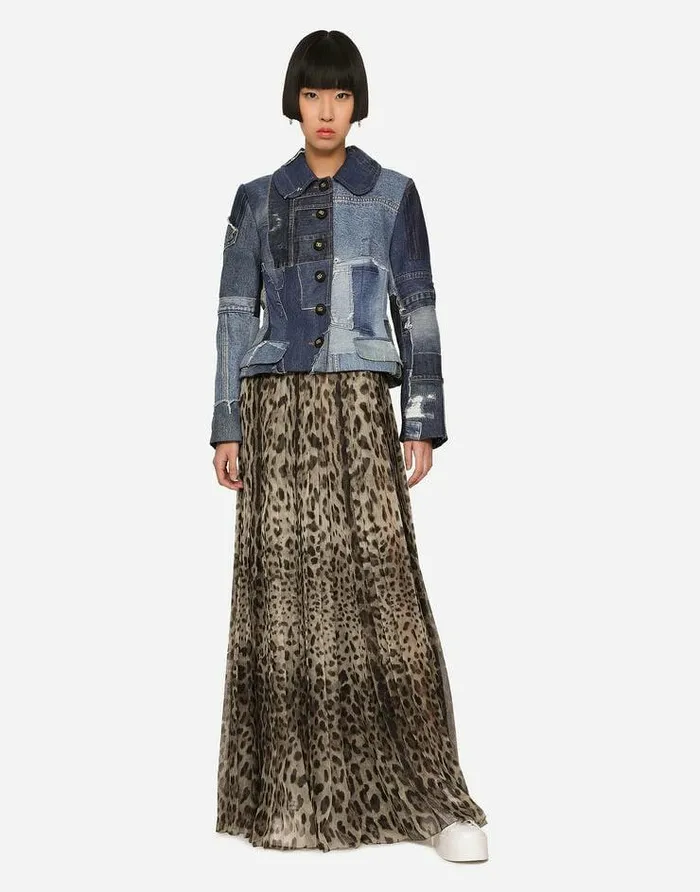 Dolce and Gabbana Denim Women Singlebreasted Denim Patchwork Jacket Multicolor Dolce and Gabbana Denim Women Singlebreasted Denim Patchwork Jacket Multicolor