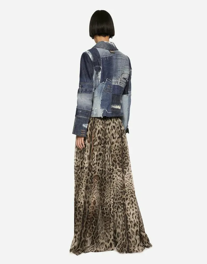 Dolce and Gabbana Denim Women Singlebreasted Denim Patchwork Jacket Multicolor Dolce and Gabbana Denim Women Singlebreasted Denim Patchwork Jacket Multicolor