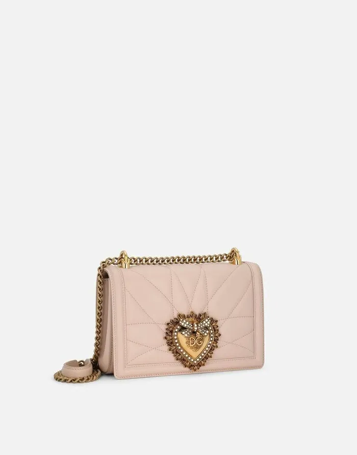Dolce and Gabbana Devotion Women Medium Devotion Bag In Quilted Nappa Leather Pale Pink Dolce and Gabbana Devotion Women Medium Devotion Bag In Quilted Nappa Leather Pale Pink