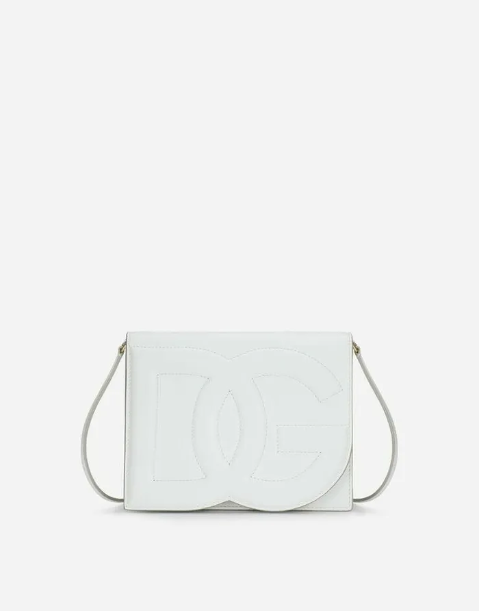 Dolce and Gabbana DG Logo Bag Women Calfskin DG Logo Bag Crossbody Bag White