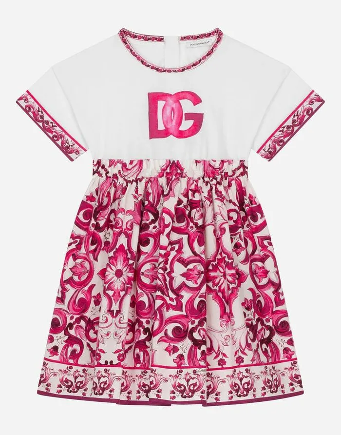Dolce and Gabbana Dresses Children Majolicaprint Poplin And Jersey Dress Multicolor Dolce and Gabbana Dresses Children Majolicaprint Poplin And Jersey Dress Multicolor