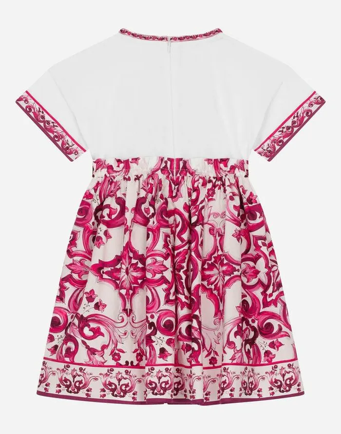 Dolce and Gabbana Dresses Children Majolicaprint Poplin And Jersey Dress Multicolor Dolce and Gabbana Dresses Children Majolicaprint Poplin And Jersey Dress Multicolor