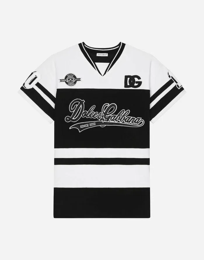 Dolce and Gabbana Dresses Children Short Interlock Dress With Logo Patch Multicolor Dolce and Gabbana Dresses Children Short Interlock Dress With Logo Patch Multicolor