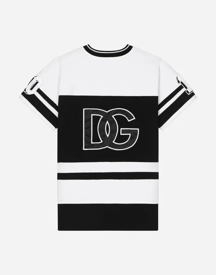 Dolce and Gabbana Dresses Children Short Interlock Dress With Logo Patch Multicolor Dolce and Gabbana Dresses Children Short Interlock Dress With Logo Patch Multicolor