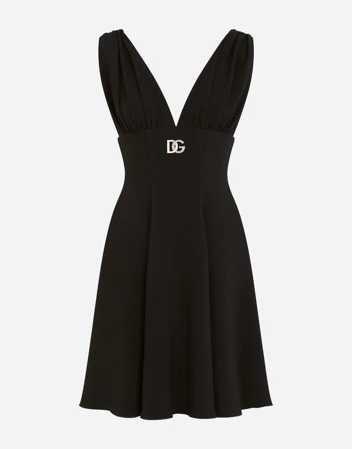 Dolce and Gabbana Dresses Women Cady Midi Dress With Crystalembellished DG Logo Black Dolce and Gabbana Dresses Women Cady Midi Dress With Crystalembellished DG Logo Black