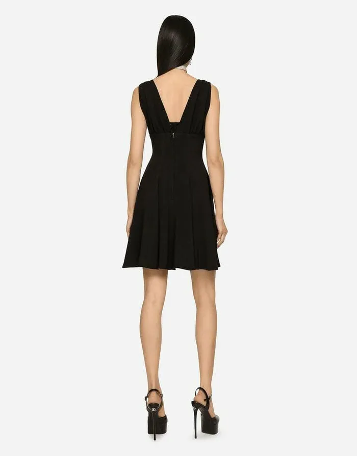 Dolce and Gabbana Dresses Women Cady Midi Dress With Crystalembellished DG Logo Black Dolce and Gabbana Dresses Women Cady Midi Dress With Crystalembellished DG Logo Black