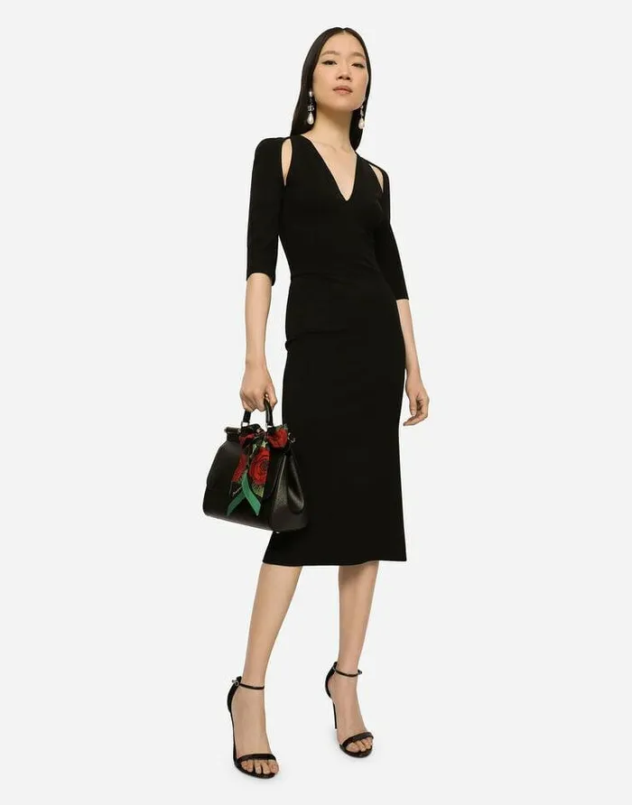 Dolce and Gabbana Dresses Women Jersey Calflength Dress With Cutouts Black Dolce and Gabbana Dresses Women Jersey Calflength Dress With Cutouts Black