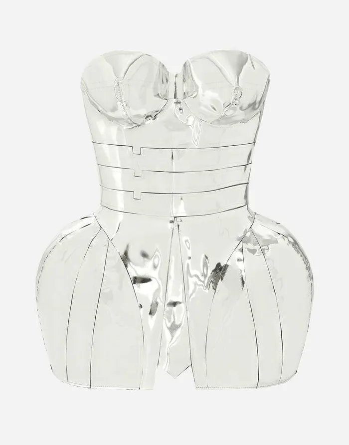 Dolce and Gabbana Dresses Women KIM DOLCEandGABBANA Mirrored Nappa Leather Minidress Silver