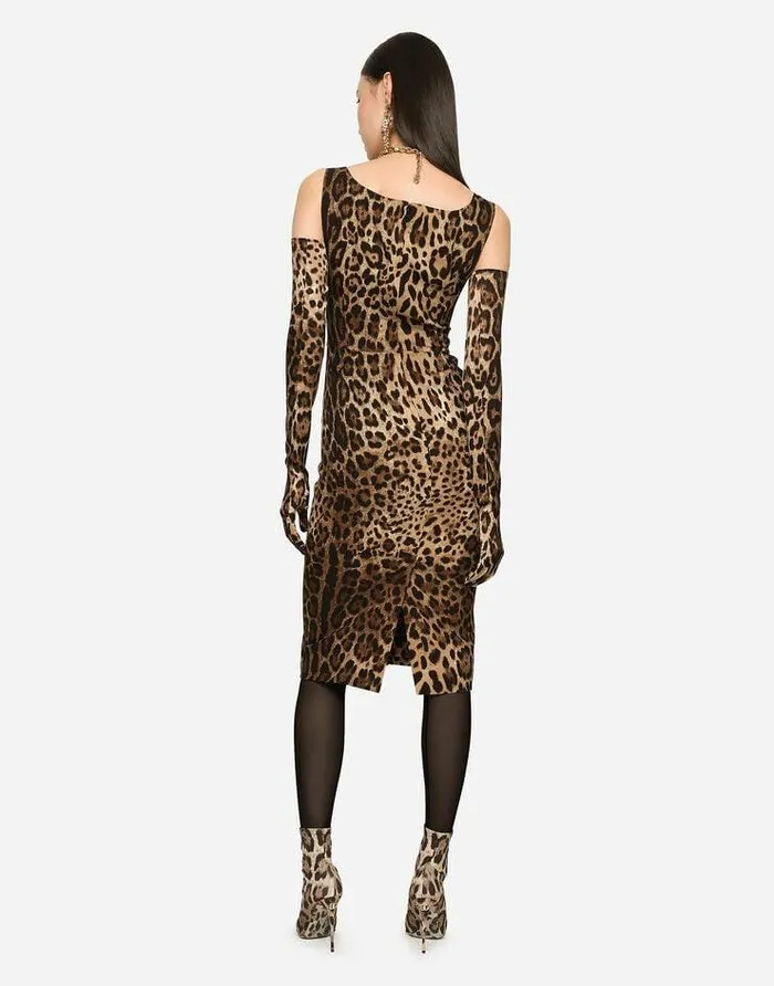 Dolce and Gabbana Dresses Women Leopardprint Charmeuse Midi Dress Multicolor Dolce and Gabbana Dresses Women Leopardprint Charmeuse Midi Dress Multicolor