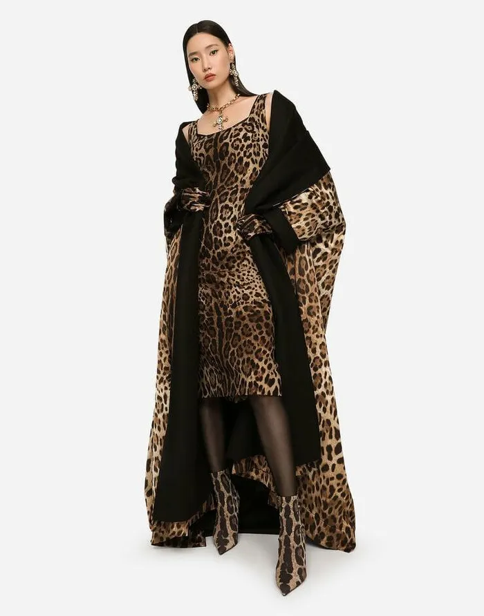 Dolce and Gabbana Dresses Women Leopardprint Charmeuse Midi Dress Multicolor Dolce and Gabbana Dresses Women Leopardprint Charmeuse Midi Dress Multicolor