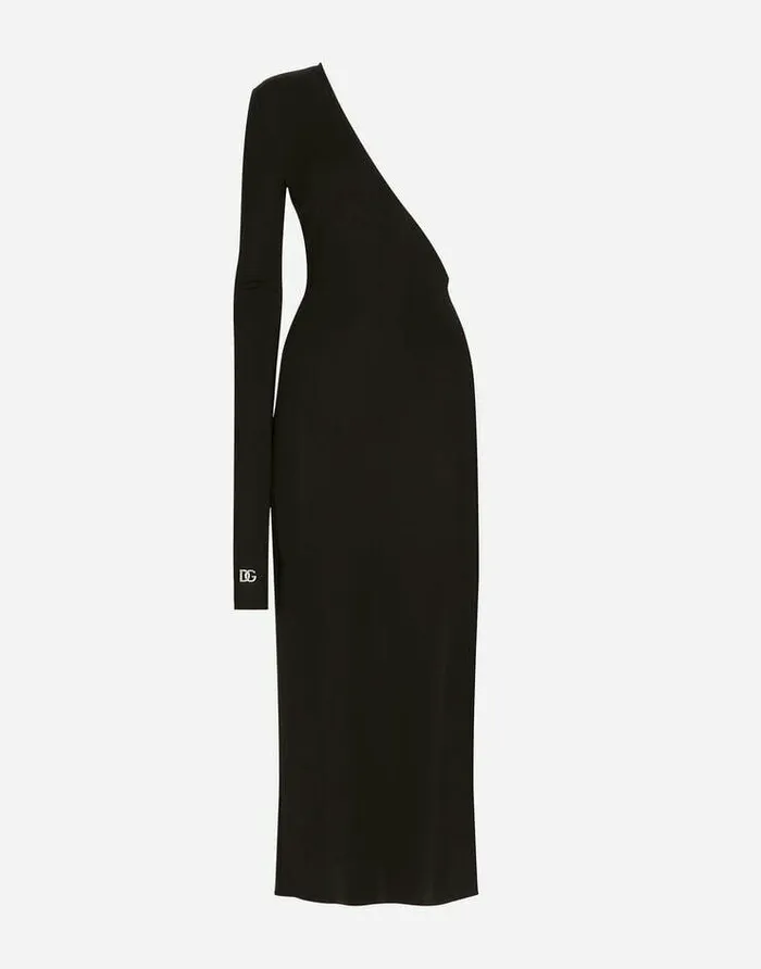 Dolce and Gabbana Dresses Women Oneshoulder Jersey Dress With Detached Sleeve Detail Black Dolce and Gabbana Dresses Women Oneshoulder Jersey Dress With Detached Sleeve Detail Black
