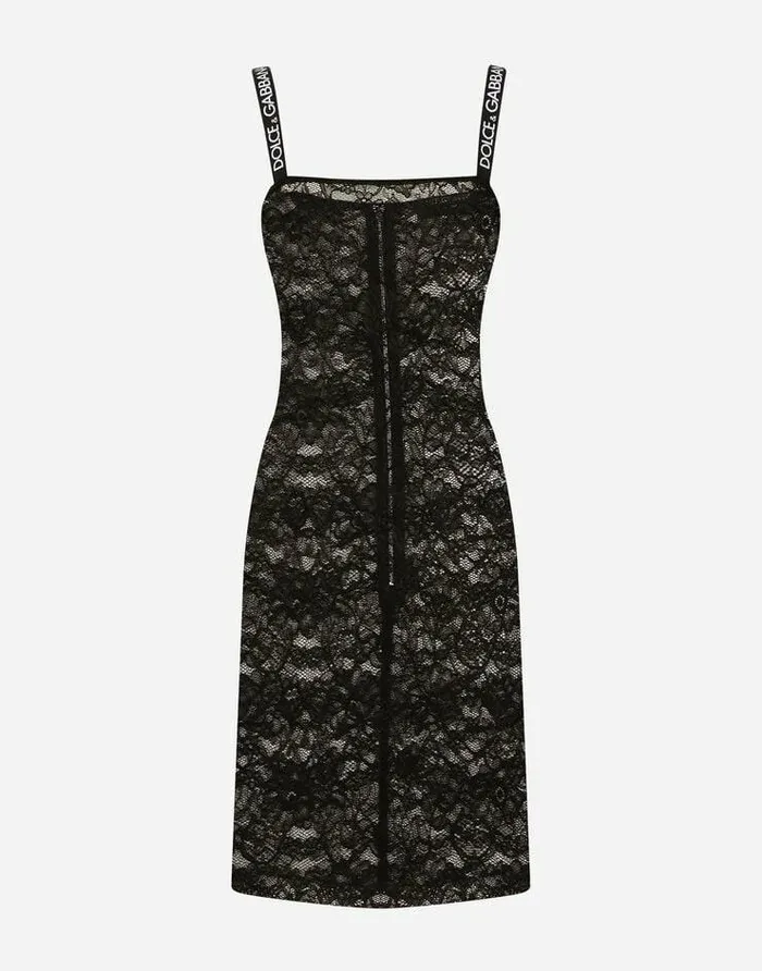 Dolce and Gabbana Dresses Women Short Lace Dress Black
