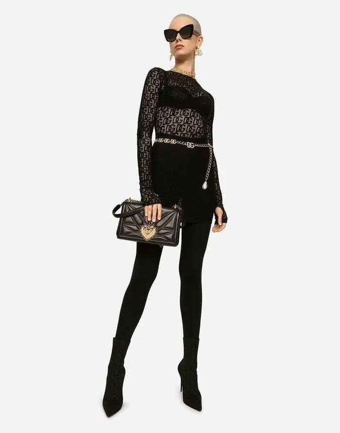 Dolce and Gabbana Dresses Women Short Tulle Dress With Allover DG Logo Black Dolce and Gabbana Dresses Women Short Tulle Dress With Allover DG Logo Black