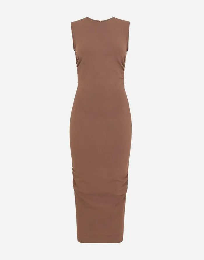 Dolce and Gabbana Dresses Women Sleeveless Calflength Jersey Dress Brown
