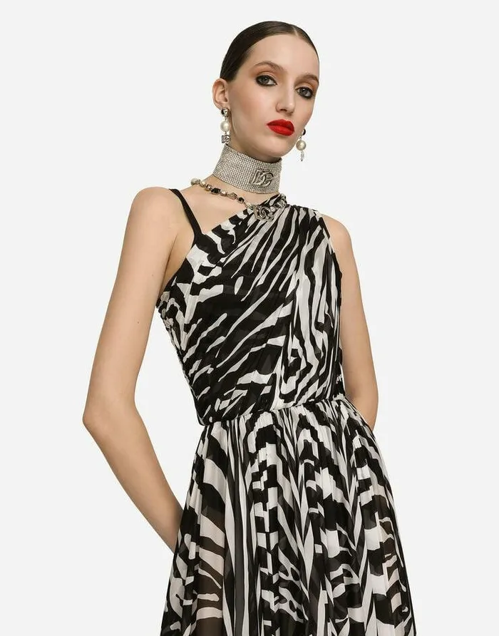 Dolce and Gabbana Dresses Women Zebraprint Oneshoulder Chiffon Dress Multicolor Dolce and Gabbana Dresses Women Zebraprint Oneshoulder Chiffon Dress Multicolor