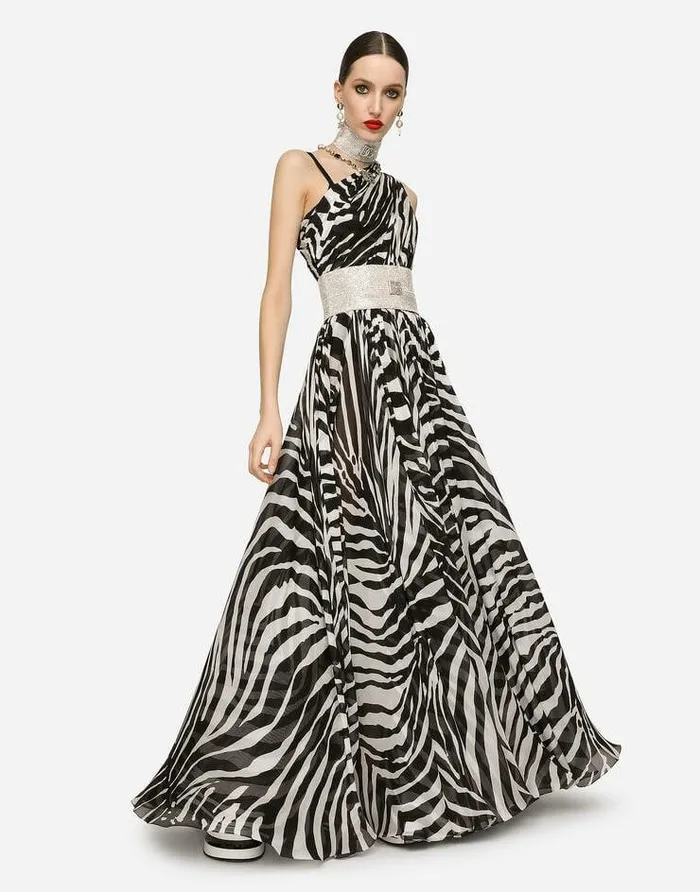 Dolce and Gabbana Dresses Women Zebraprint Oneshoulder Chiffon Dress Multicolor Dolce and Gabbana Dresses Women Zebraprint Oneshoulder Chiffon Dress Multicolor