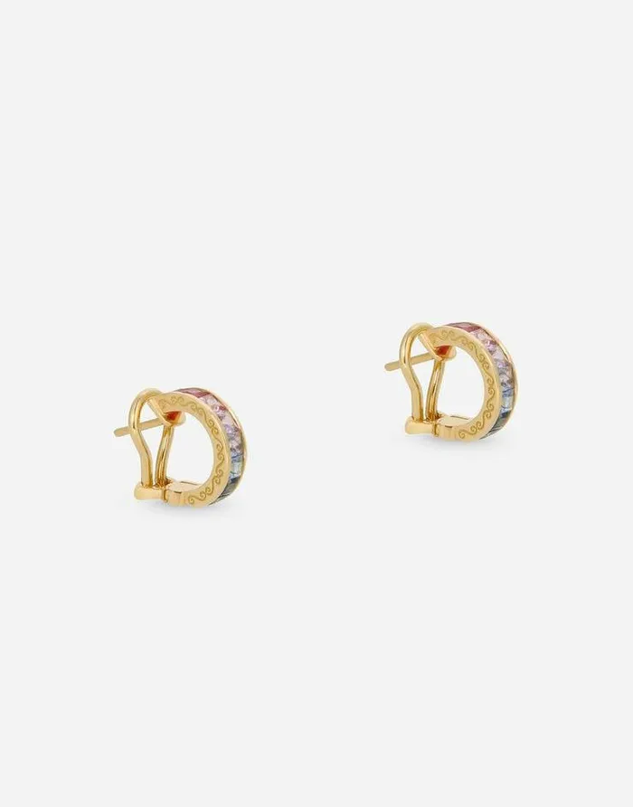 Dolce and Gabbana Earrings Women Rainbow Earrings In Yellow Gold 18kt With Multicolor Sapphires And Diamonds Gold Dolce and Gabbana Earrings Women Rainbow Earrings In Yellow Gold 18kt With Multicolor Sapphires And Diamonds Gold