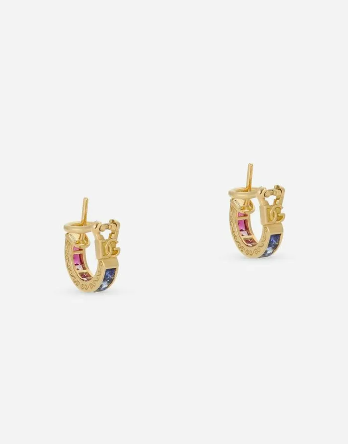 Dolce and Gabbana Earrings Women Rainbow Earrings In Yellow Gold 18kt With Multicolor Sapphires And Diamonds Gold Dolce and Gabbana Earrings Women Rainbow Earrings In Yellow Gold 18kt With Multicolor Sapphires And Diamonds Gold