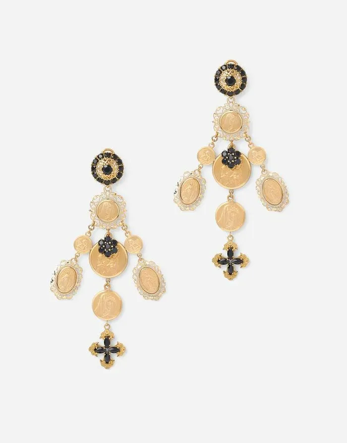 Dolce and Gabbana Earrings Women Sicily Earrings In Yellow 18kt Gold With Medals Gold Dolce and Gabbana Earrings Women Sicily Earrings In Yellow 18kt Gold With Medals Gold