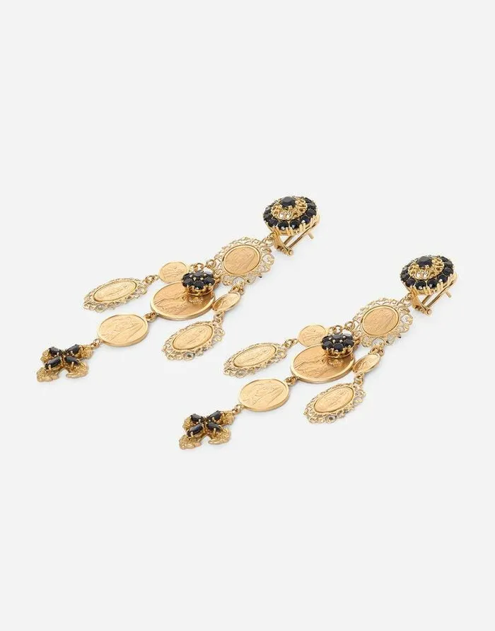 Dolce and Gabbana Earrings Women Sicily Earrings In Yellow 18kt Gold With Medals Gold Dolce and Gabbana Earrings Women Sicily Earrings In Yellow 18kt Gold With Medals Gold