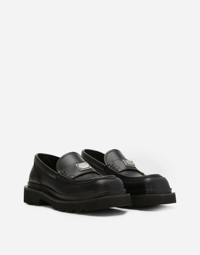 Dolce and Gabbana Flat Women Calfskin Loafers Black Dolce and Gabbana Flat Women Calfskin Loafers Black
