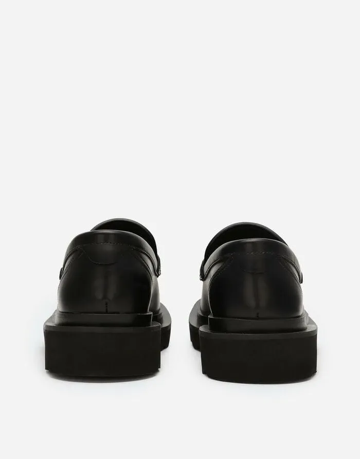 Dolce and Gabbana Flat Women Calfskin Loafers Black Dolce and Gabbana Flat Women Calfskin Loafers Black