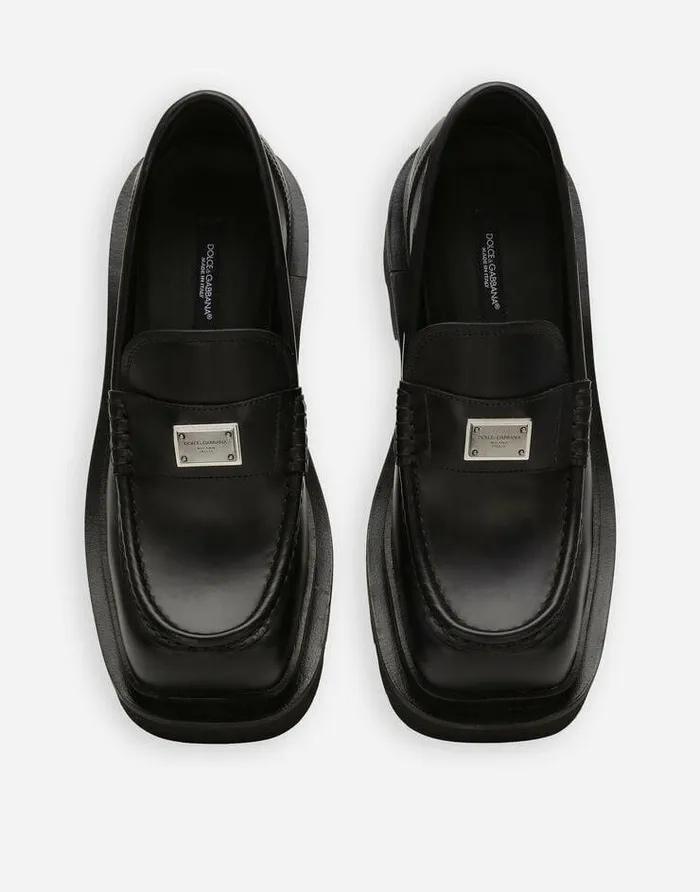 Dolce and Gabbana Flat Women Calfskin Loafers Black Dolce and Gabbana Flat Women Calfskin Loafers Black