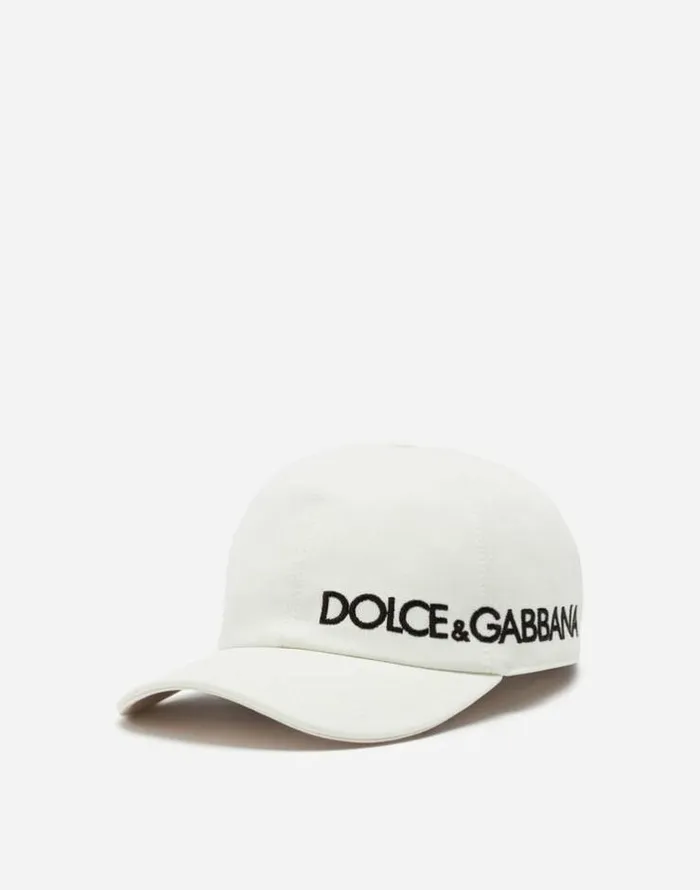 Dolce and Gabbana Hats And Gloves Men Baseball Cap With DolceandGabbana Embroidery White