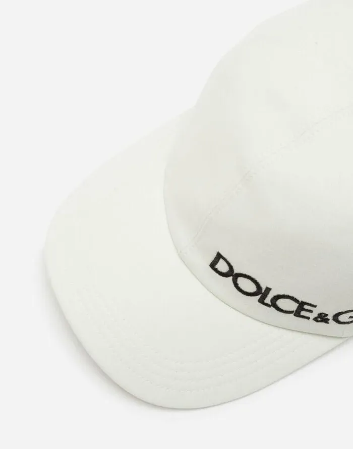 Dolce and Gabbana Hats And Gloves Men Baseball Cap With DolceandGabbana Embroidery White