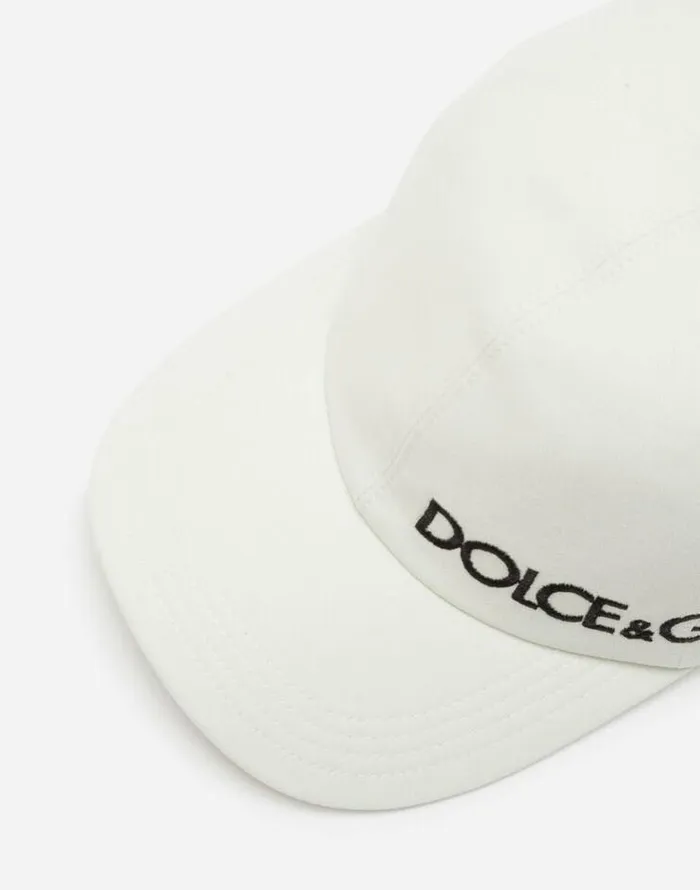 Dolce and Gabbana Hats And Gloves Men Baseball Cap With DolceandGabbana Embroidery White