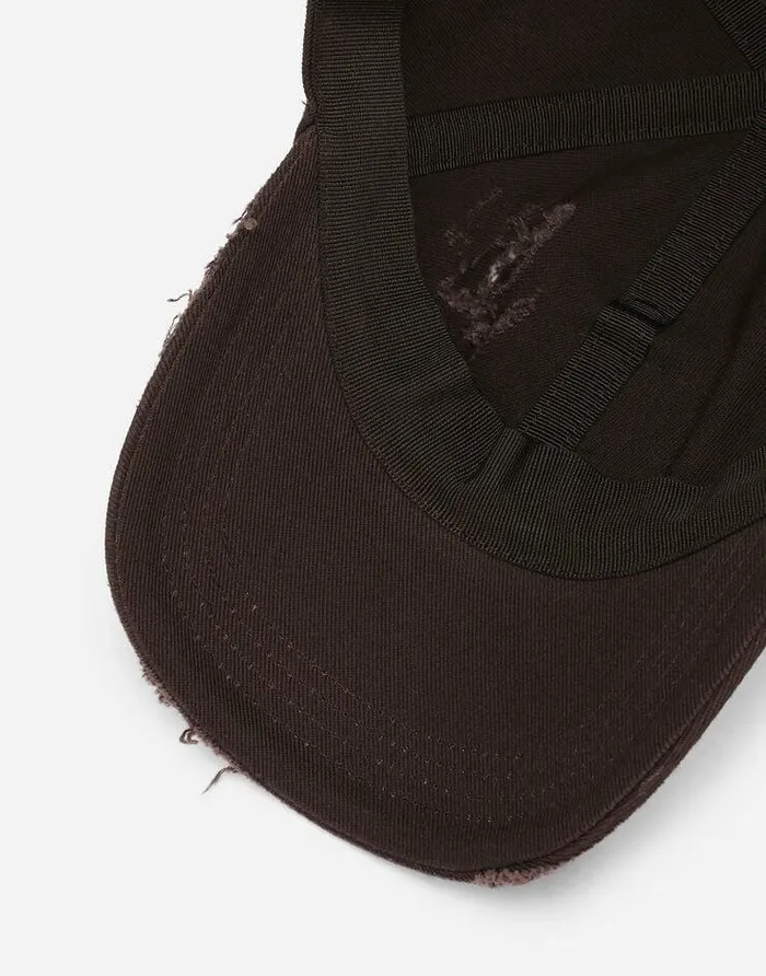 Dolce and Gabbana Hats And Gloves Men Cotton Baseball Cap With Logo Tag Brown