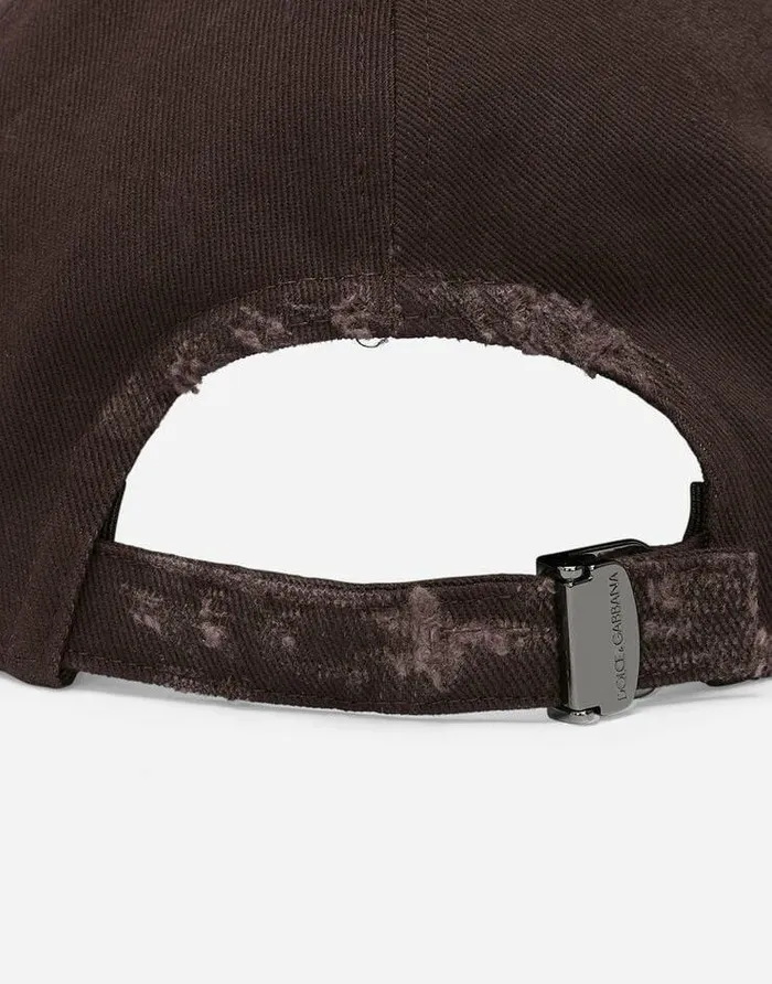 Dolce and Gabbana Hats And Gloves Men Cotton Baseball Cap With Logo Tag Brown