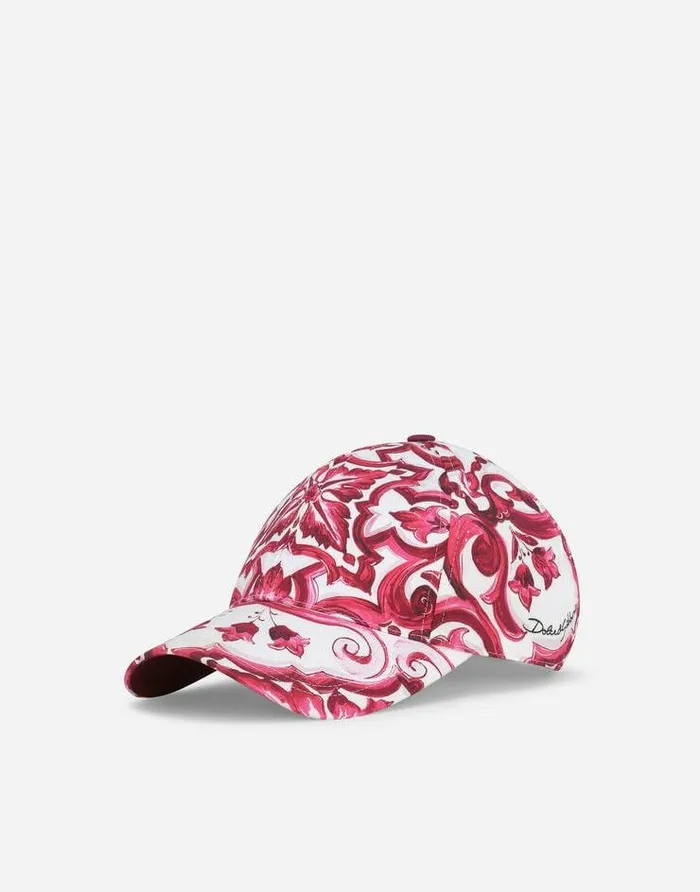 Dolce and Gabbana Hats And Gloves Women Baseball Cap With Majolica Print Multicolor