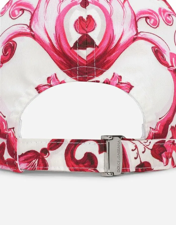 Dolce and Gabbana Hats And Gloves Women Baseball Cap With Majolica Print Multicolor