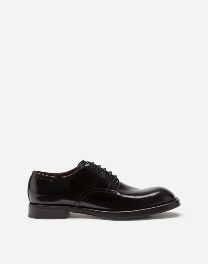 Dolce and Gabbana LaceUps Men Brushed Calfskin Derby Shoes Black