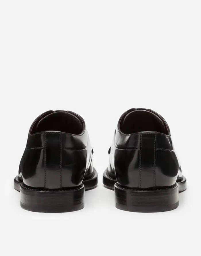Dolce and Gabbana LaceUps Men Brushed Calfskin Derby Shoes Black Dolce and Gabbana LaceUps Men Brushed Calfskin Derby Shoes Black