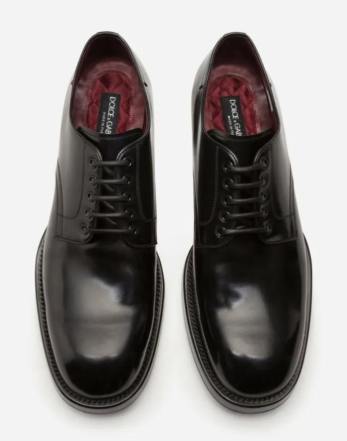 Dolce and Gabbana LaceUps Men Brushed Calfskin Derby Shoes Black Dolce and Gabbana LaceUps Men Brushed Calfskin Derby Shoes Black