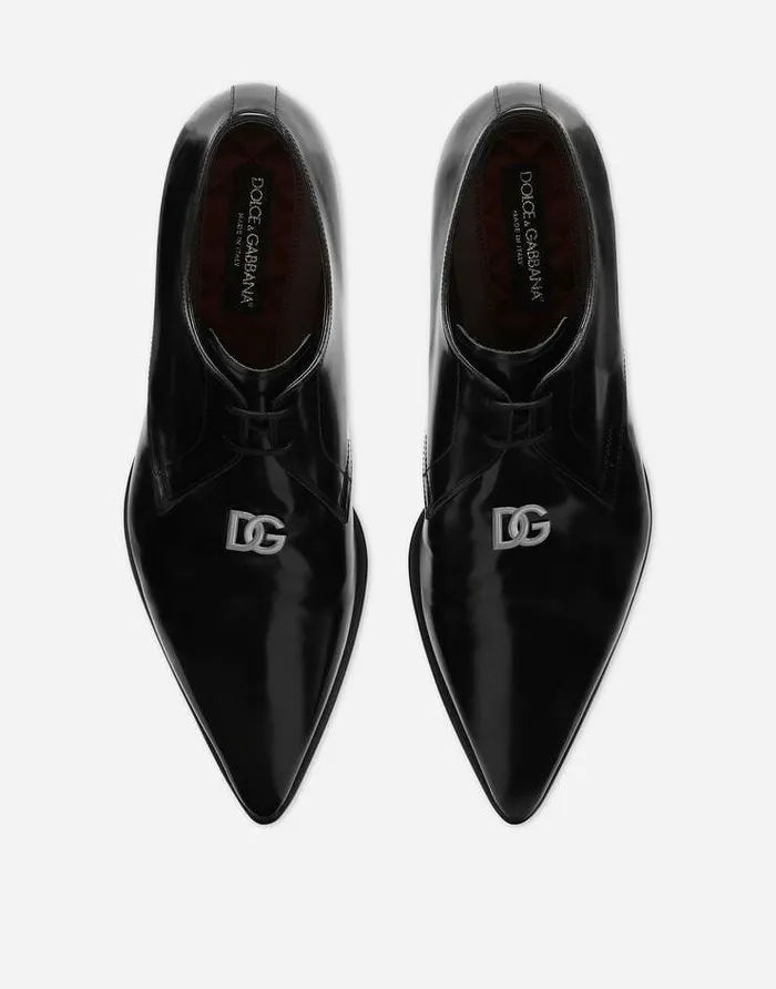 Dolce and Gabbana LaceUps Men Brushed Calfskin Nappa Achille Derby Shoes Black Dolce and Gabbana LaceUps Men Brushed Calfskin Nappa Achille Derby Shoes Black