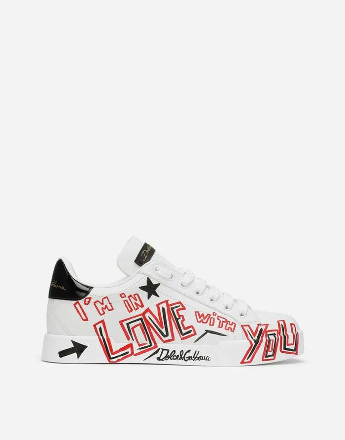 Dolce and Gabbana Limited Edition Men Portofino Cuore Sneakers Multicolor