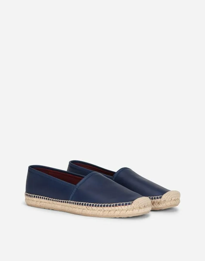 Dolce and Gabbana Loafers And Moccasins Men Calfskin Espadrilles Blue Dolce and Gabbana Loafers And Moccasins Men Calfskin Espadrilles Blue